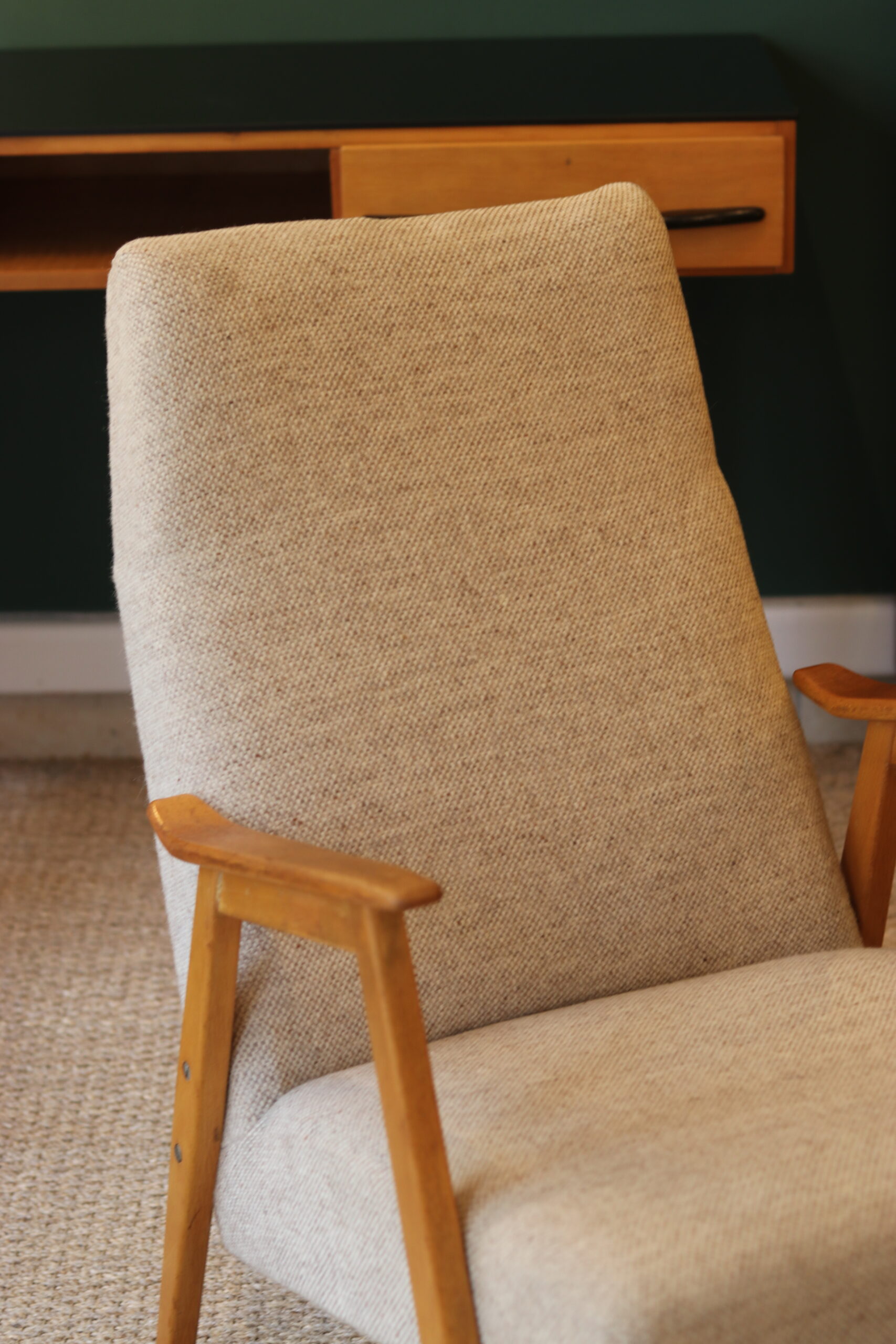 Paire de fauteuils années 1960 + ottoman – Image 5