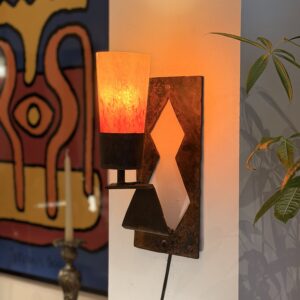 Applique brutaliste en métal, années 60, bobèche en cristal