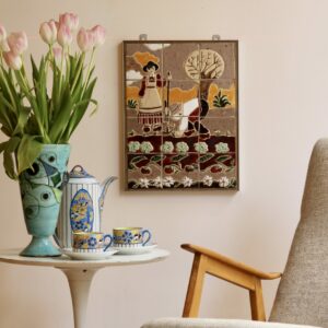 Panneau mural en céramique signé Jeannine Weymeers, vers 1970/80