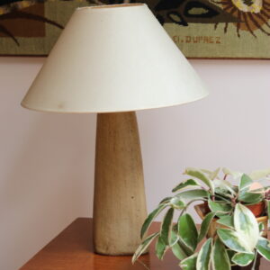 Lampe de table vintage en grès beige moucheté
