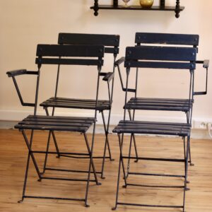 Ensemble rare de 4 chaises de jardin pliantes des années 50