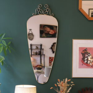 Grand miroir vintage des années 60 à contour doré