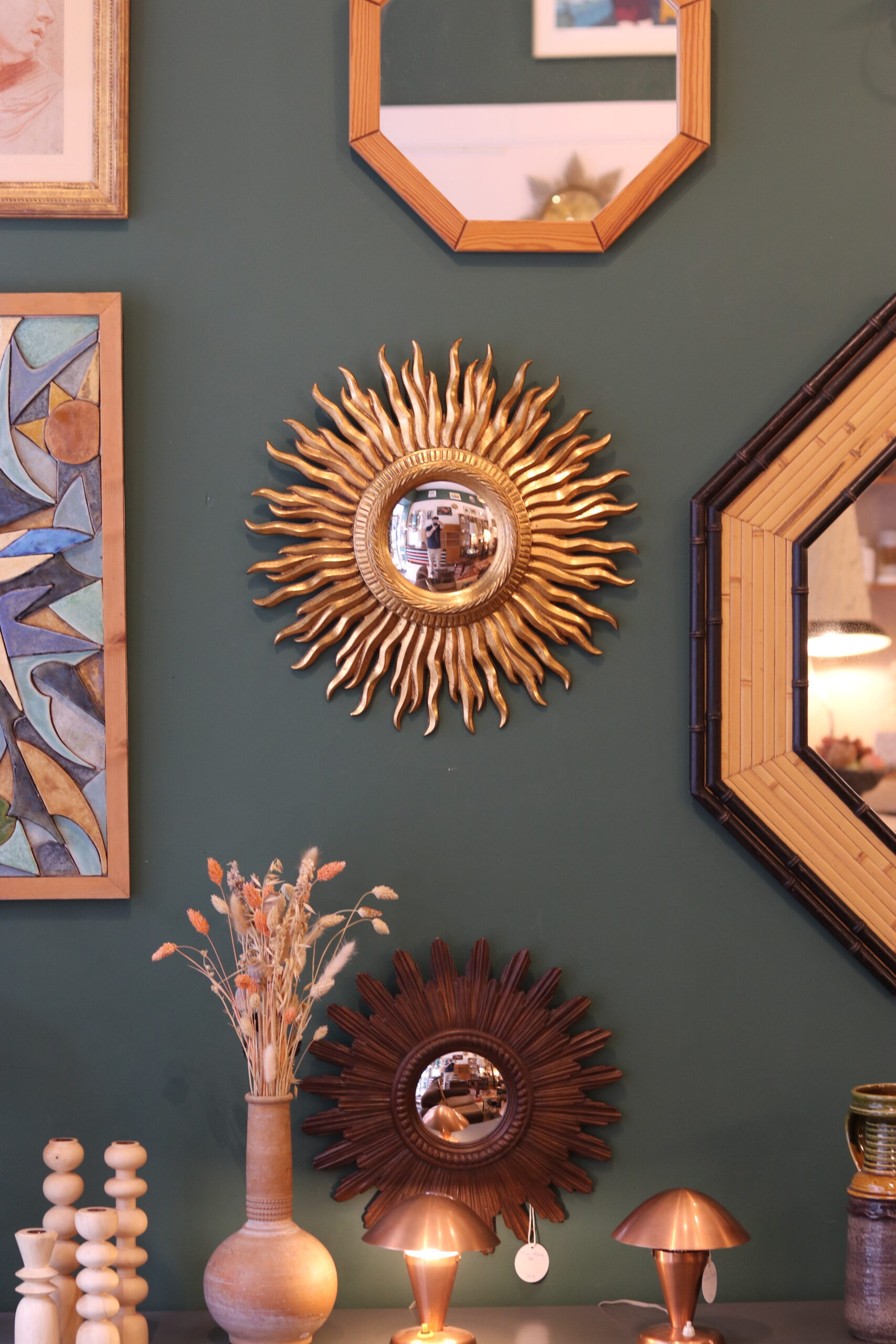 Miroir soleil vintage à miroir œil de sorcière