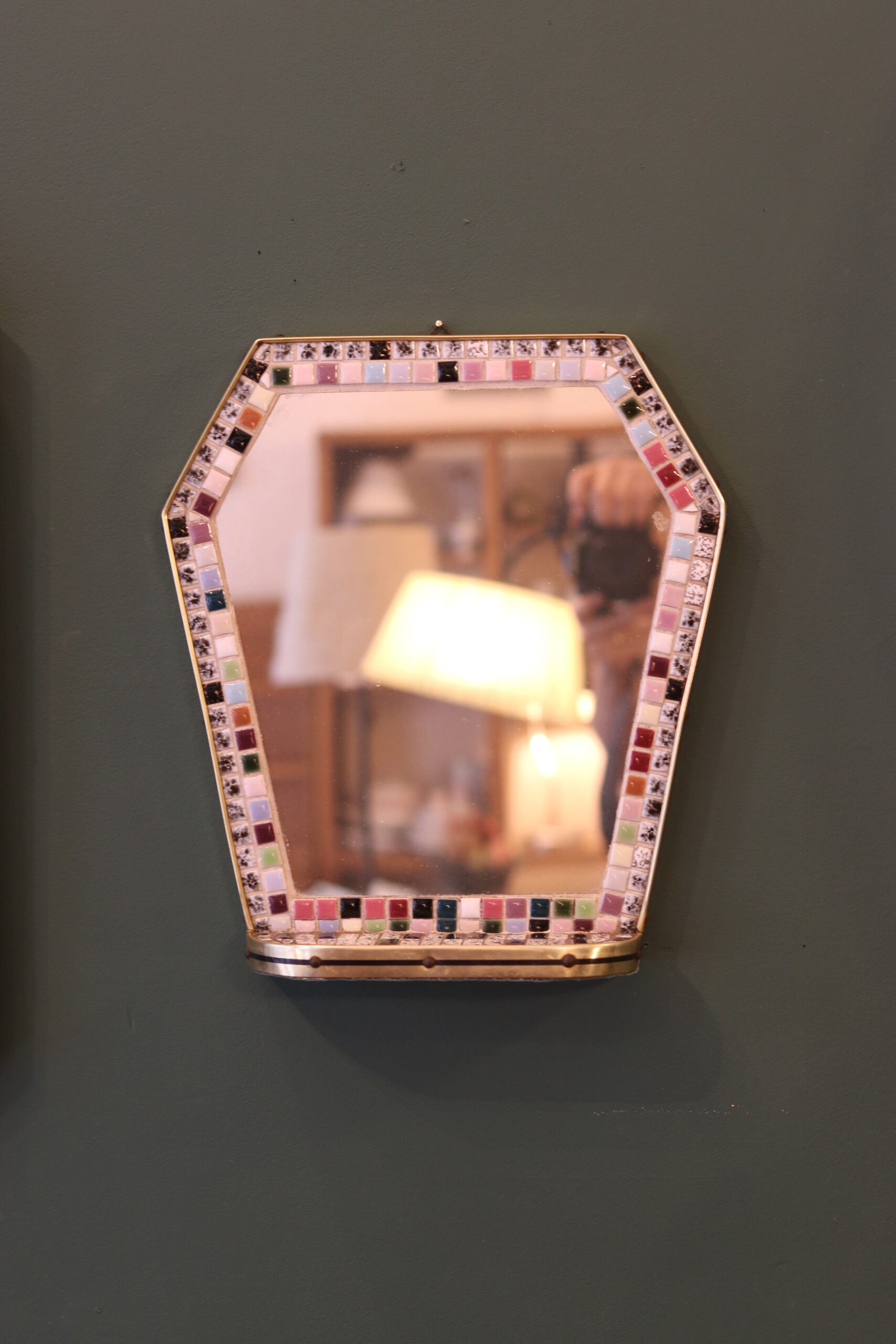 Rare miroir mural à tablette et mosaïque, années 1960 – Image 2