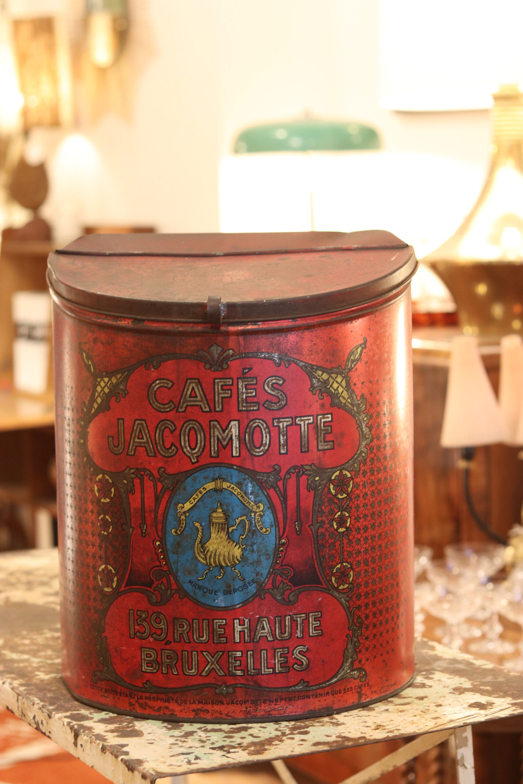 Boîte à café Jacqmotte en tôle lithographiée, début XXe siècle – Image 5