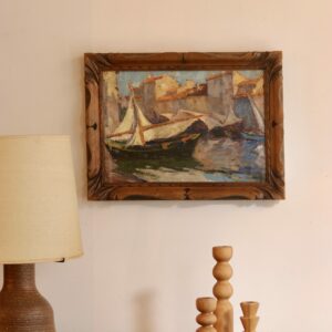Vue de port, école belge, vers 1930.