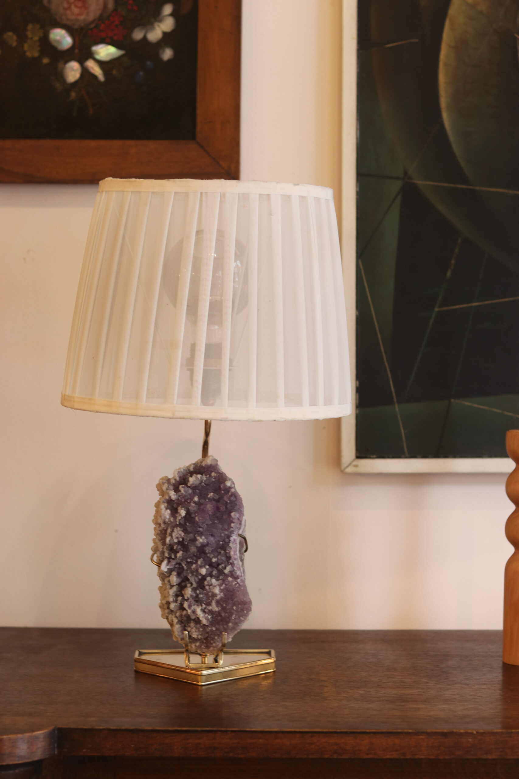Pied de lampe vintage en laiton et améthyste – Image 11