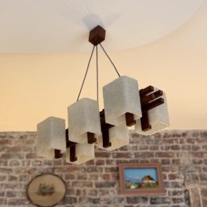 Suspension scandinave des années 60 en teck et perspex