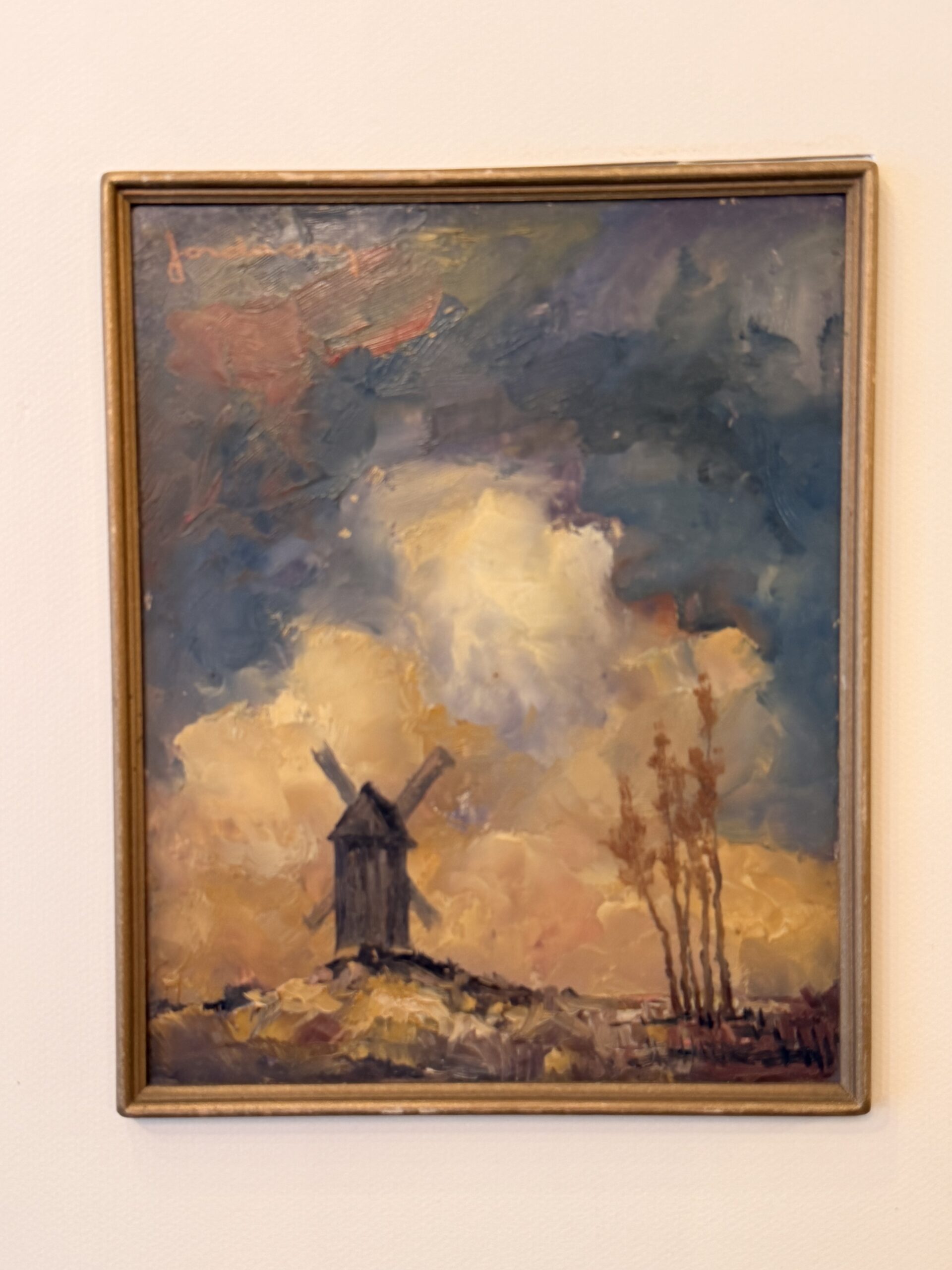 Léo Jordaens (1944-2000) – Huile sur panneau, moulin sous ciel d’orage – Image 5